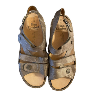 Finn COMFORT Gomera Leather Velcro Strap Sandals Sand Tan 39 D SZ 8-8.5 US